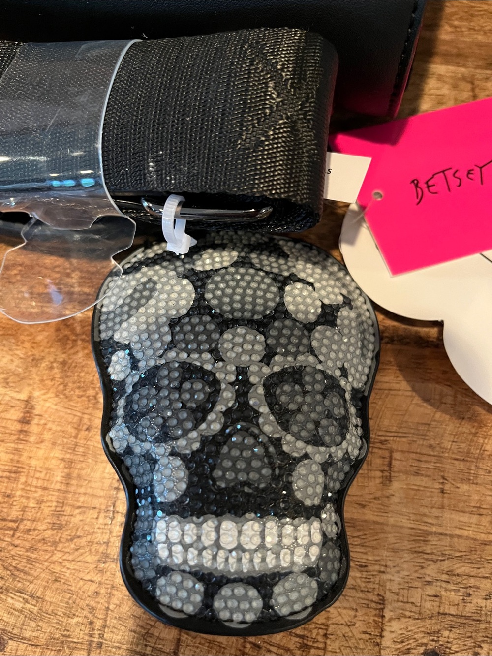 Betsey Johnson Black Mini Satchel with Skull Charm Accent - Picture 3 of 12